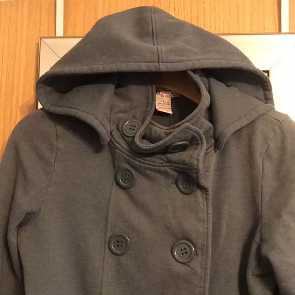 Cute grey double button hooded coat - Glimmer M - Picture 2 of 7